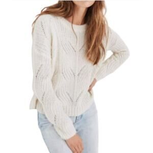 Madewell Charley Ivory White Cable Knit Wool / Alpaca Blend Sweater NWOT